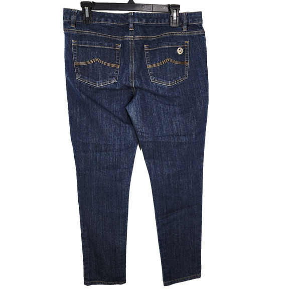 Michael Kors Jeans Women's Size 10 Skinny Blue Dark Wash Mid Rise Cotton Blend - Picture 2 of 9